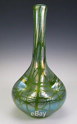 Antique Loetz Art Nouveau Iridescent Art Glass Vase Crete Pampas