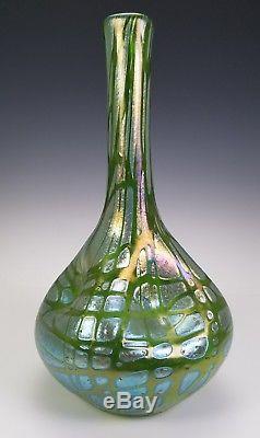 Antique Loetz Art Nouveau Iridescent Art Glass Vase Crete Pampas