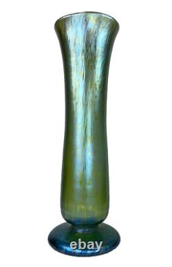 Antique Loetz Creta Papillon Blue-green Art Nouveau Iridescent Glass Vase 12