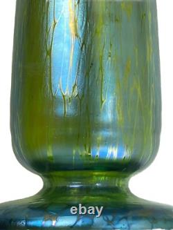 Antique Loetz Creta Papillon Blue-green Art Nouveau Iridescent Glass Vase 12