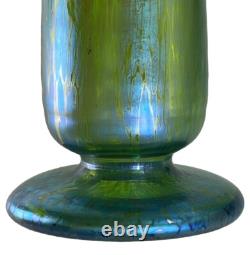 Antique Loetz Creta Papillon Blue-green Art Nouveau Iridescent Glass Vase 12