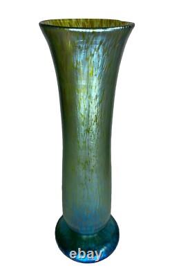 Antique Loetz Creta Papillon Blue-green Art Nouveau Iridescent Glass Vase 12