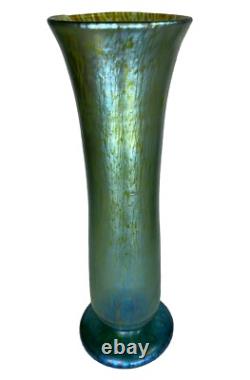 Antique Loetz Creta Papillon Blue-green Art Nouveau Iridescent Glass Vase 12