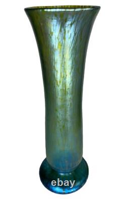 Antique Loetz Creta Papillon Blue-green Art Nouveau Iridescent Glass Vase 12