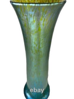 Antique Loetz Creta Papillon Blue-green Art Nouveau Iridescent Glass Vase 12