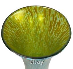 Antique Loetz Creta Papillon Blue-green Art Nouveau Iridescent Glass Vase 12