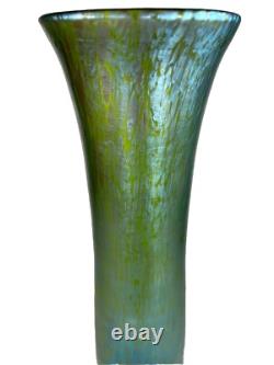 Antique Loetz Creta Papillon Blue-green Art Nouveau Iridescent Glass Vase 12