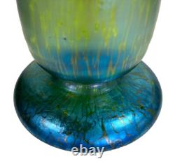 Antique Loetz Creta Papillon Blue-green Art Nouveau Iridescent Glass Vase 12