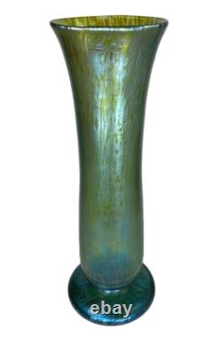 Antique Loetz Creta Papillon Blue-green Art Nouveau Iridescent Glass Vase 12