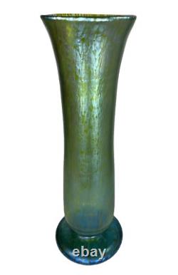 Antique Loetz Creta Papillon Blue-green Art Nouveau Iridescent Glass Vase 12