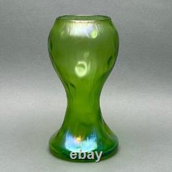 Antique Loetz Creta Rusticana Art Nouveau Iridescent Green Art Glass Vase