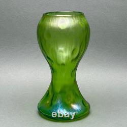 Antique Loetz Creta Rusticana Art Nouveau Iridescent Green Art Glass Vase