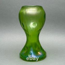 Antique Loetz Creta Rusticana Art Nouveau Iridescent Green Art Glass Vase