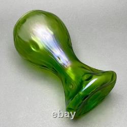 Antique Loetz Creta Rusticana Art Nouveau Iridescent Green Art Glass Vase