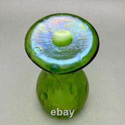 Antique Loetz Creta Rusticana Art Nouveau Iridescent Green Art Glass Vase