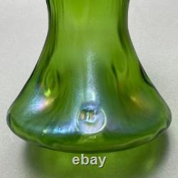 Antique Loetz Creta Rusticana Art Nouveau Iridescent Green Art Glass Vase