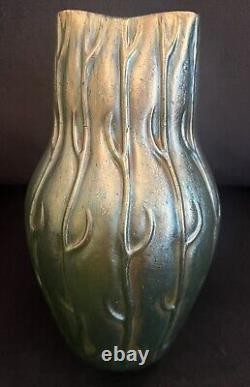 Antique Loetz Iridescent Blue Green Art Glass Neptun Vase Beautiful Condition