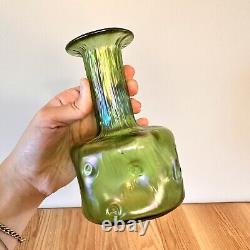 Antique Loetz Iridescent Crete Green Vase Art Nouveau 1899