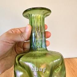 Antique Loetz Iridescent Crete Green Vase Art Nouveau 1899