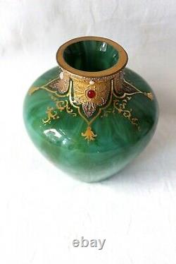 Antique Loetz Marmoriertes (Malachite) green glass vase c 1893