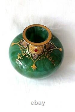 Antique Loetz Marmoriertes (Malachite) green glass vase c 1893
