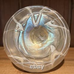 Antique Loetz Threaded Pearlescent & Green Art Nouveau Iridescent Glass Vase