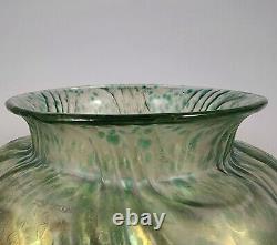 Antique Loetz Wellenoptisch Oceanik Squat Lobed Melon Art Glass Vase PN II-257