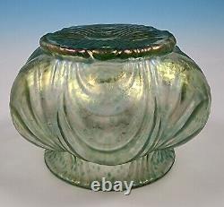 Antique Loetz Wellenoptisch Oceanik Squat Lobed Melon Art Glass Vase PN II-257