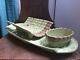 Antique Majolica Asparagus Tray Serving Dish French Plate Platter Drainer 3 Part