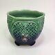 Antique Majolica Weller Art Nouveau Rose Planter Floral Blue Green Large