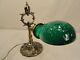Antique Mephistopheles Rembrandt Desk/piano/bankers Lamp Green Glass Shade Vtg