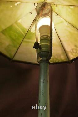 Antique Miller Art Nouveau GREEN Slag Glass Table Lamp