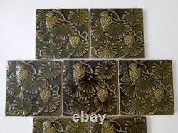 Antique Minton Ceramic Tile 7 Pine Cone Art Nouveau Pottery Green Arts Crafts