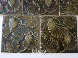 Antique Minton Ceramic Tile 7 Pine Cone Art Nouveau Pottery Green Arts Crafts