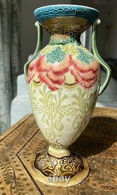 Antique Mintons Floral Art Nouveau early Secessionist, twin handled vase