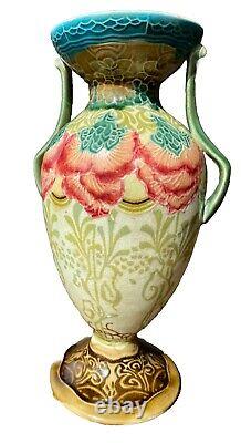 Antique Mintons Floral Art Nouveau early Secessionist, twin handled vase