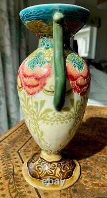 Antique Mintons Floral Art Nouveau early Secessionist, twin handled vase