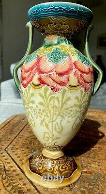 Antique Mintons Floral Art Nouveau early Secessionist, twin handled vase