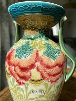 Antique Mintons Floral Art Nouveau early Secessionist, twin handled vase