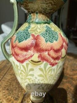 Antique Mintons Floral Art Nouveau early Secessionist, twin handled vase