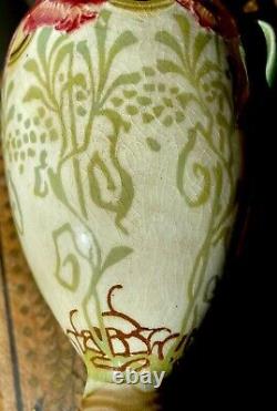 Antique Mintons Floral Art Nouveau early Secessionist, twin handled vase