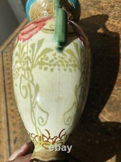 Antique Mintons Floral Art Nouveau early Secessionist, twin handled vase