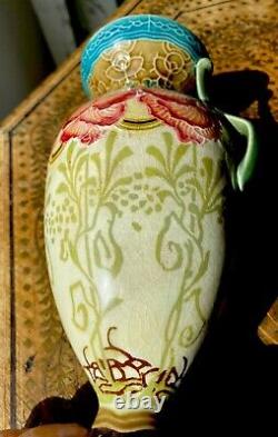 Antique Mintons Floral Art Nouveau early Secessionist, twin handled vase