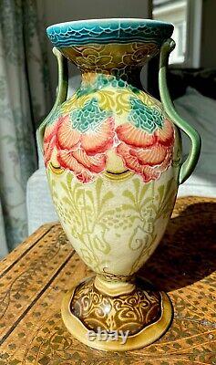 Antique Mintons Floral Art Nouveau early Secessionist, twin handled vase