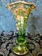 Antique Moser 1887-95 Gorgeous Green 22k Gold Gilded & Enameled Flowers, Leaves