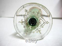 Antique Moser Ornate Emerald Green Czech Glass Gold Gilt Enamel Trumpet Vase