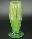 Antique Northwood Lime Green Carnival Glass Corn Vase With Stalk Base Stunning