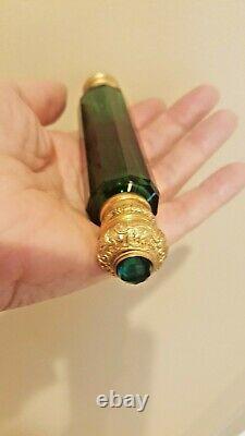 Antique Ornate Jeweled Double Ended Green Lay Down Perfume Bottle