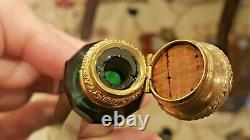 Antique Ornate Jeweled Double Ended Green Lay Down Perfume Bottle