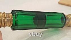 Antique Ornate Jeweled Double Ended Green Lay Down Perfume Bottle